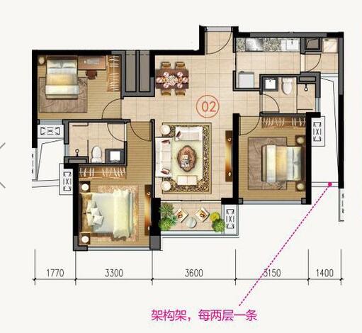 好色先生入口陶家裝：佛山合景新鴻基·瀧景100㎡新中式好色先生下载链接效果鑒賞
